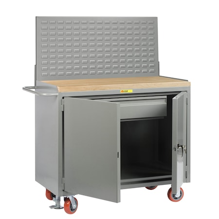 Little Giant Mobile Bench Cabinets, 36"W, HD Drawer, 1-3/4" Butcher Block, Louvered MJ2D-2436HDFLLP